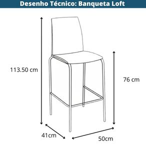 Banqueta Inmetro Bistro Loft Im In 113,5 cm -altura- Polipropileno Preto Base Aco Carbono Preto 140 kg 5